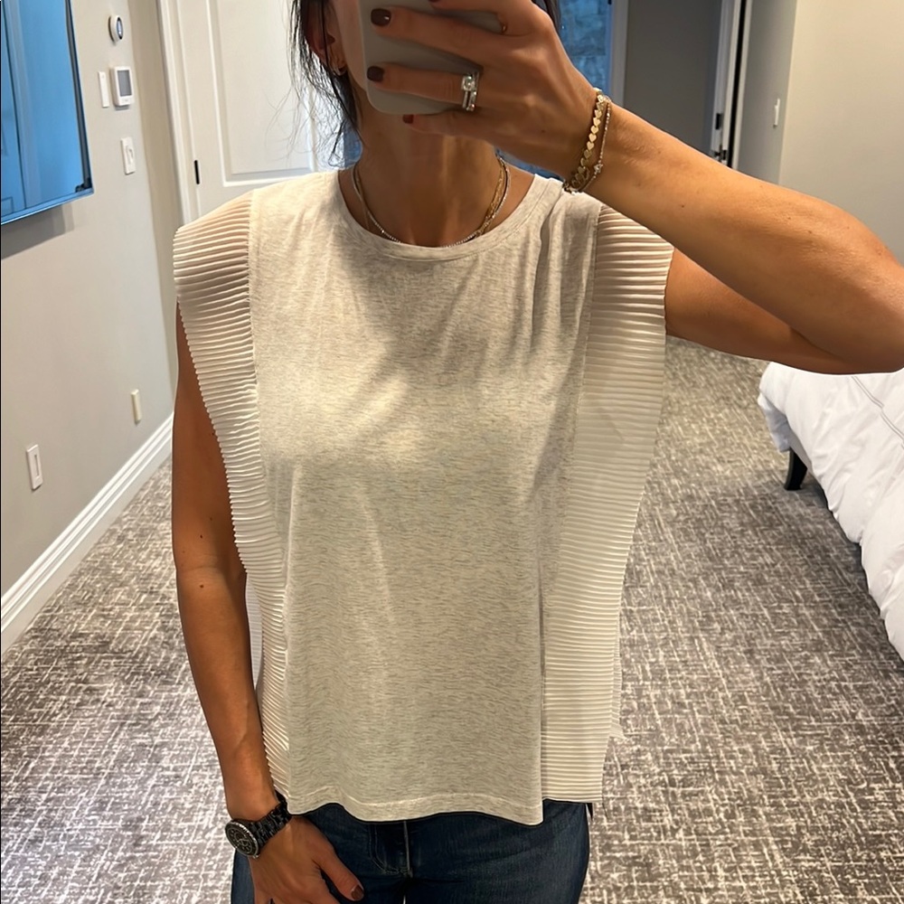Cream Ribbed Muscle Tee